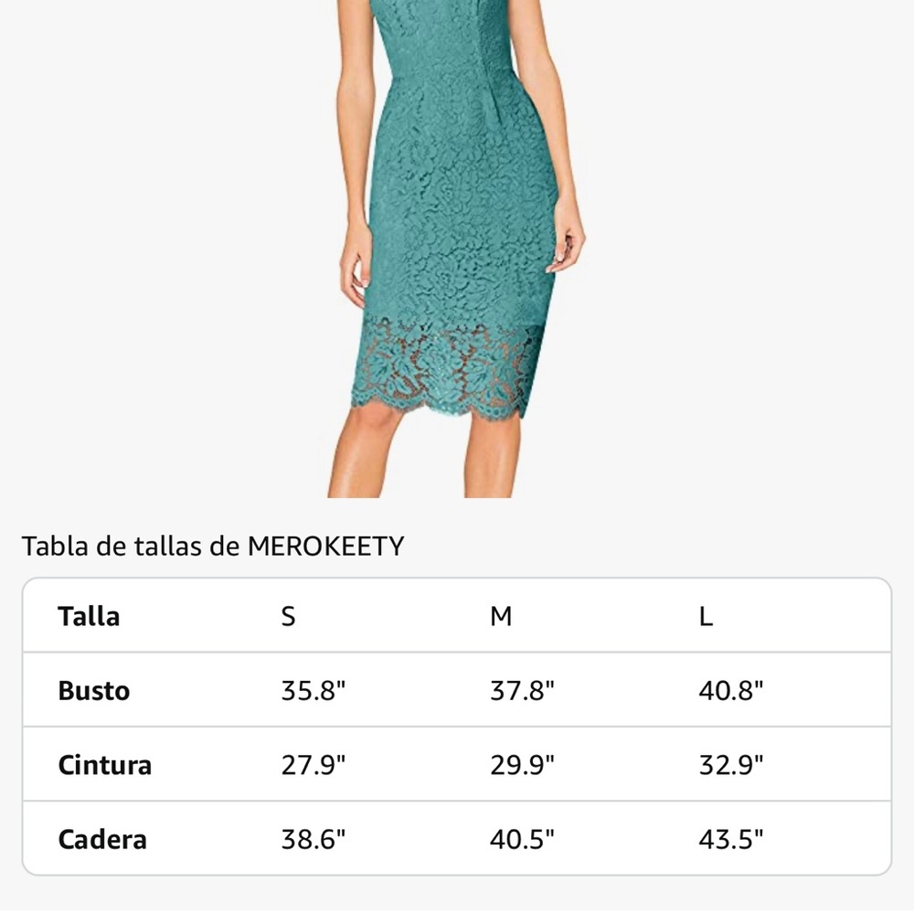 MEROKEETY Elegant Lace Dress in Teal and White Size M - Picture 4 of 12
